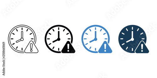Fotografía Deadline alert icon vector featuring clock warning, missed deadline reminder, time pressure symbol, urgent schedule, flat design for business and productivity