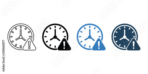 Foto Deadline alert icon vector featuring clock warning, missed deadline reminder, time pressure symbol, urgent schedule, flat design for business and productivity
