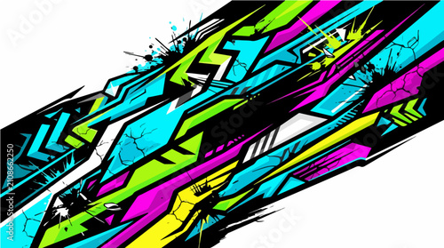 Car Livery Wrap, decal, Vinyl Wrap colorful graffiti design.