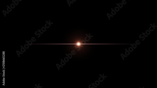 Abstract glowing light line with soft lens flare effect on black background, for motion