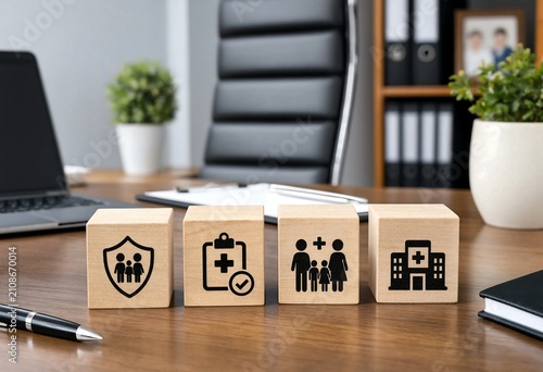Health insurance coverage concept family protection and medical care