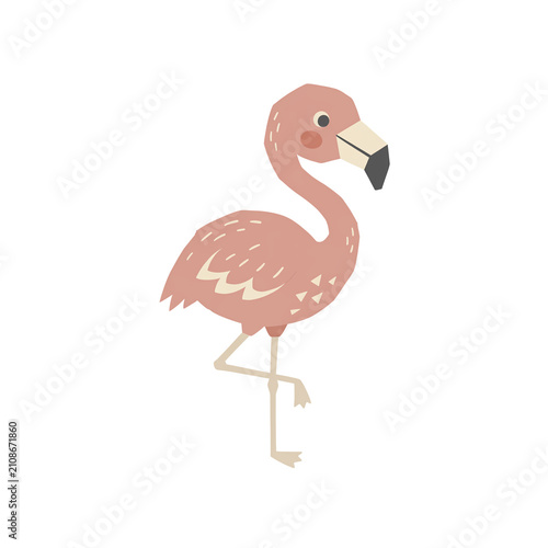 Children's cartoon flamingo illustration Scandinavian style