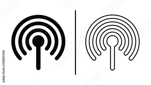 Obraz na plátně Wireless signal strength icons in line and filled styles representing connectivi