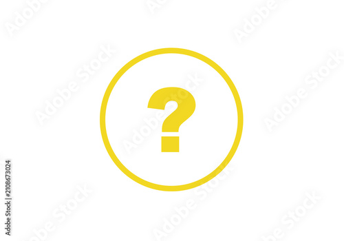 Yellow question mark in circle outline help icon isolated on transparent background