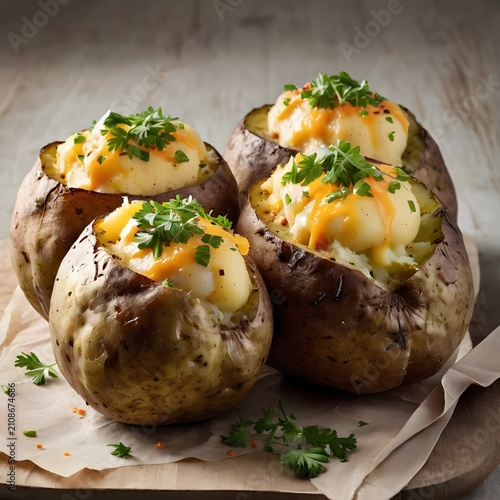 Four baked potatoes with me...