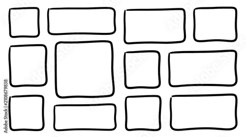 Set of hand drawn rounded rectangular frames and boxes for creative design and doodle style layouts