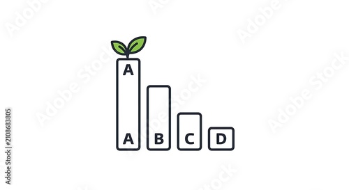 Growth chart with plant sprout and lettered bars a to d