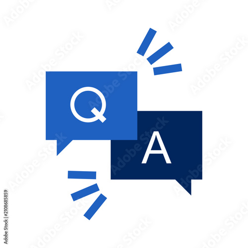 Foto Flat style Q&A session icon for business planning and communication purposes