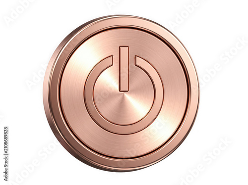 Rose gold power button isolated on transparent background