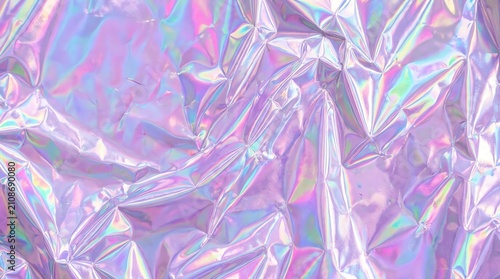 Iridescent Crinkled Foil Texture Background