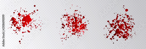 Bild auf Leinwand Collection of red blood splats isolated on transparent background