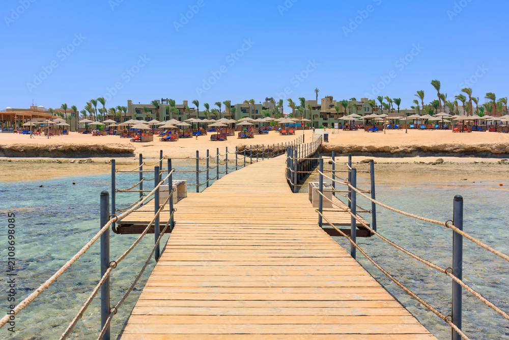 Fototapeta premium A jetty on the Red Sea beach in Marsa Alam, Egypt