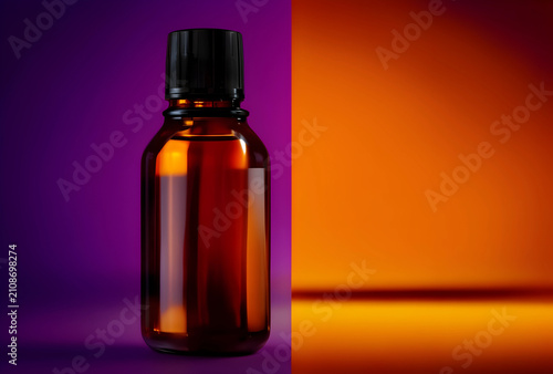 Amber glass bottle with bla...