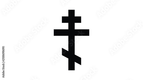 Minimalist black orthodox cross vector illustration featuring bold geometric lines and a clean flat design
