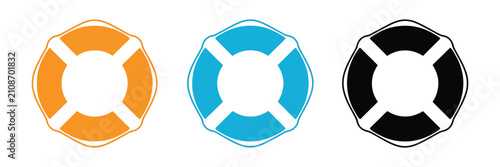 Foto Life preserver icon with lifebuoy rescue ring and maritime safety symbols