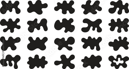 Abstract black blobs collection organic shapes for modern graphic design and textures