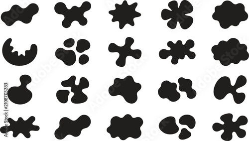 Abstract black blobs and splashes collection versatile design elements for creative projects