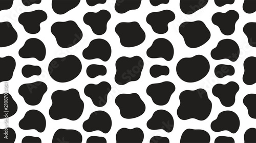 Seamless black and white cow print pattern for fashion decor and textile applications