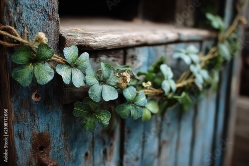 Shamrock Garland Hanging Across Wooden Door