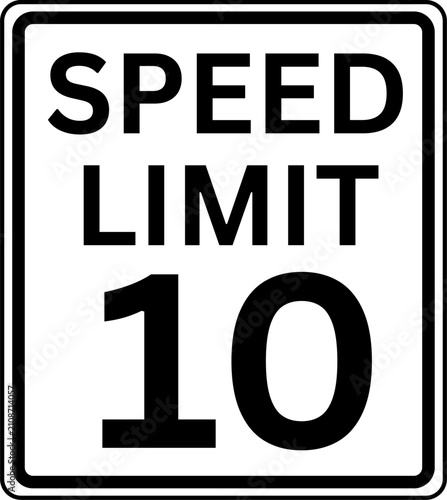 Photography Maximum Speed Limit 10 mph Traffic Sign Vector