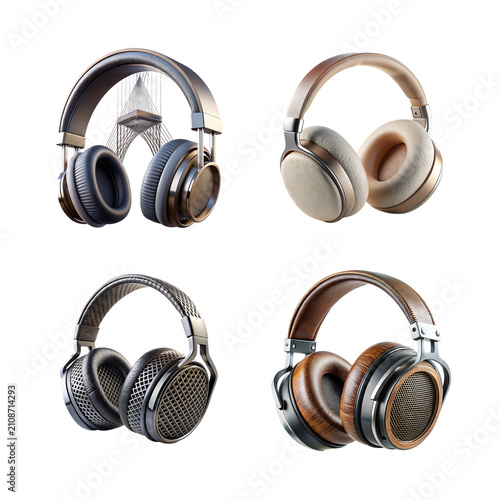 Four trees collection isolated on transparent background spring summer and winter variations