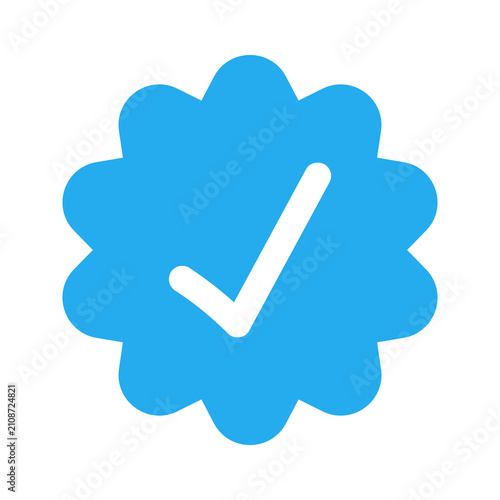 Blue verified check mark badge icon for social media profile authentication