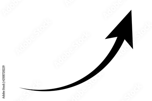 Simple black upward curved arrow symbol showing growth and progress