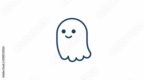Minimalist cute ghost icon with a friendly smiling face.