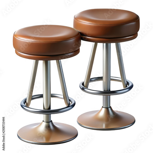 3D render leather bar stools graphic