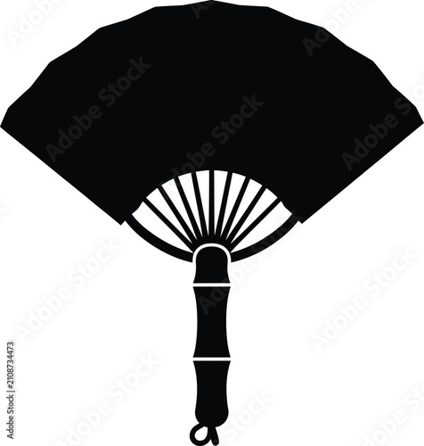 Fotografie Silhouette design of a traditional japanese folding hand fan vector