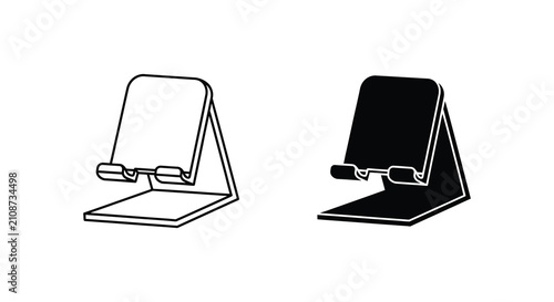 Foto Adjustable phone stand silhouette black and white graphic representation silhoue