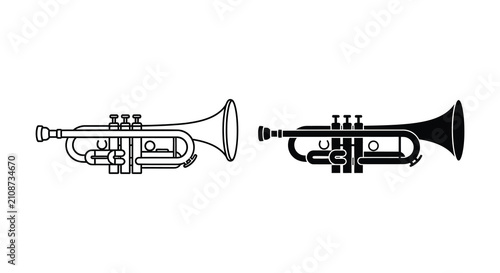 Photography Two Trumpets Depicted As Black Silhouettes Against A White Background Silhouette