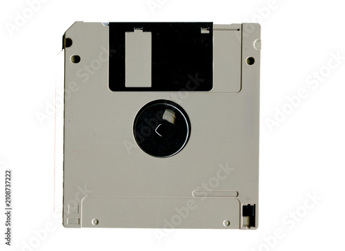 Obraz na płótnie Old floppy disk showing vintage computer hardware on a transparent background