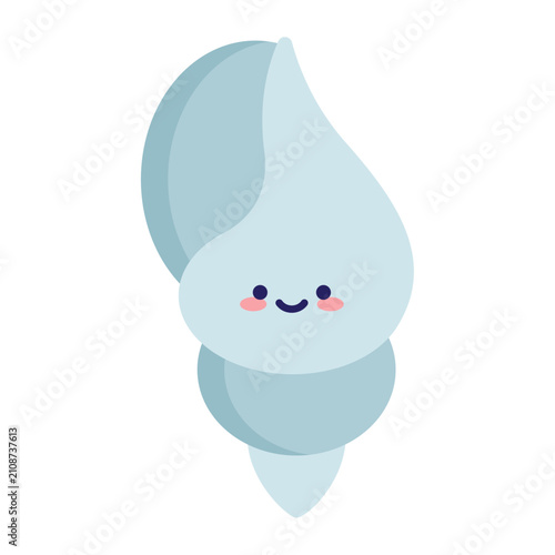 Cute spiral seashell cartoon character smiling flat vector illustration
