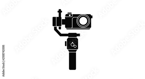 Schilderij op canvas Camera gimbal stabilizer in black silhouette filmmaking videography photography