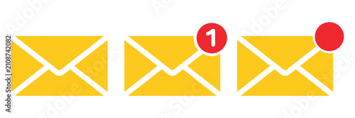 Foto Email alert icons with mail notification envelopes unread message badges and inb