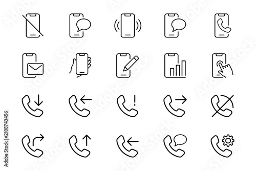 Foto phone ui icon pack smartphone call message settings vector set