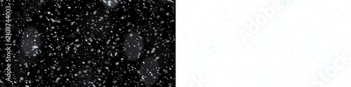 Konstfotografi Dense snowfall texture featuring small white particles and subtle bokeh on black and transparent background for realistic winter landscape and weather simulations