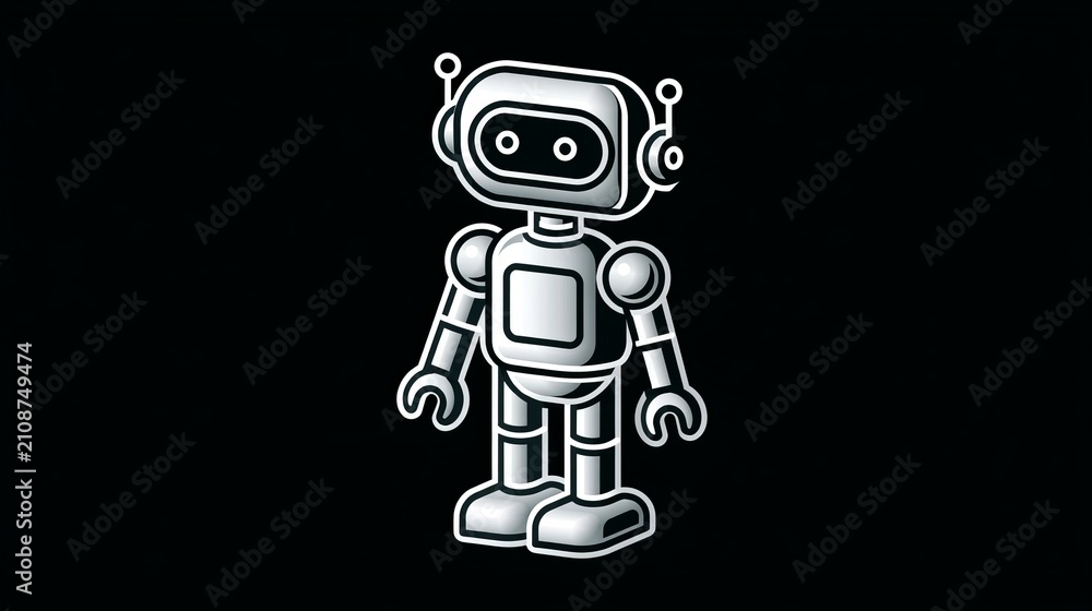 Fototapeta premium Thin line toy robot icon for mobile apps and web interfaces. 