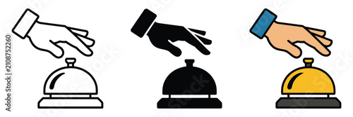 Bild auf Leinwand Hotel Reception Bell Icons for Concierge Service, Guest Assistance, Customer Sup