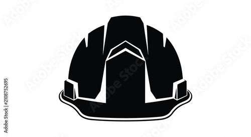 Schilderij op canvas Construction helmet silhouette against a white background a safety headwear illu