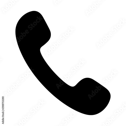 Schilderij op canvas Retro-style black telephone receiver with curved earpiece and mouthpiece on a clean background