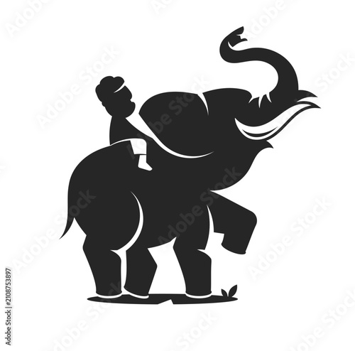 Elephant human head gestalt simple illustration