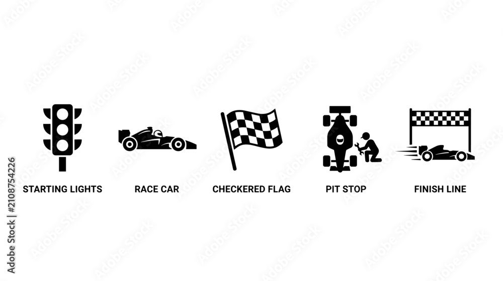 Obraz premium Formula One Racing Sport Icons and Competition Symbols