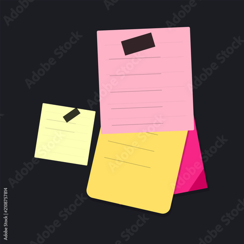 Colorful sticky notes stacked and floating on dark background