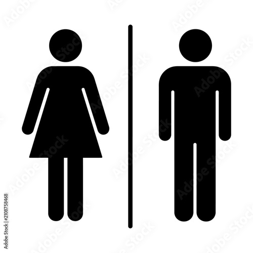 фотографія Universal restroom icons display male and female symbols separated by a dividing line
