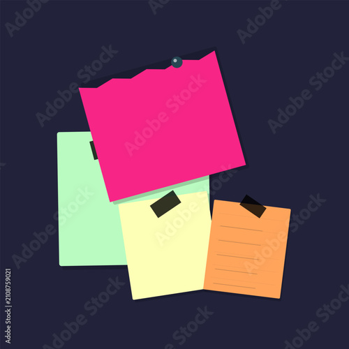Colorful stack of sticky notes and notes on a dark background