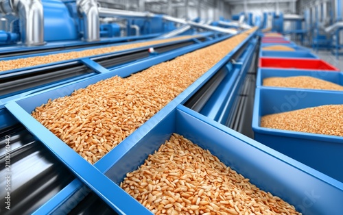 Rice Sorting Line for Separating Kernels by Size in Processing Facility