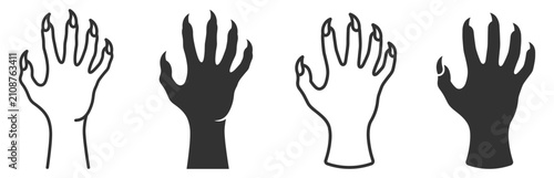 Fotografie claw hand silhouettes with sharp nails vector illustration set on transparent ba