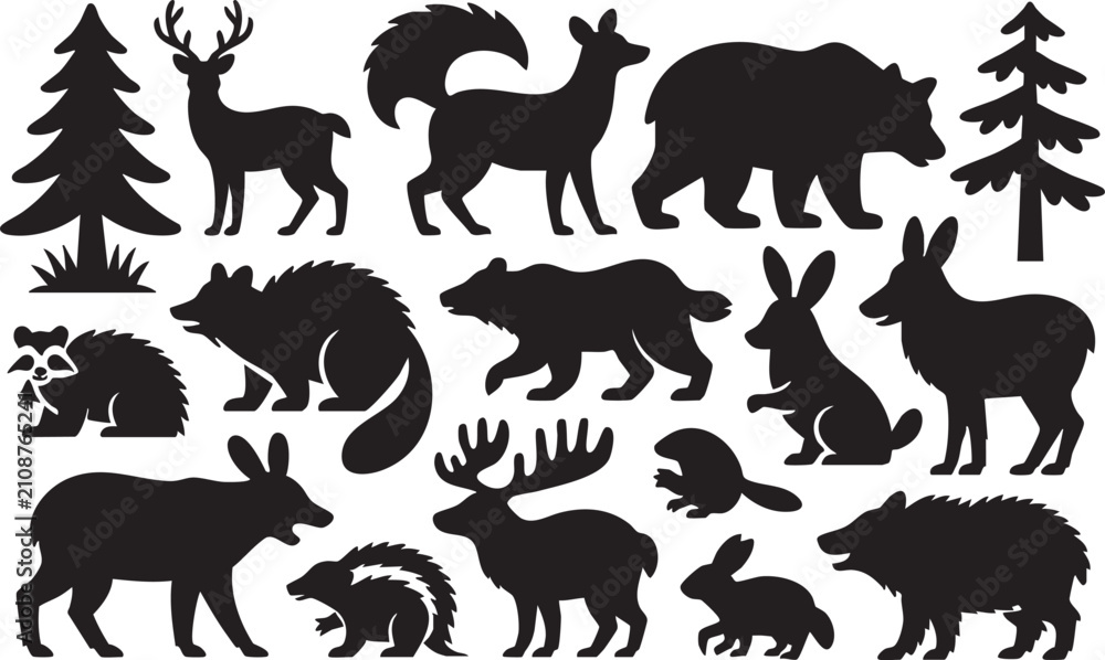 Obraz premium Bird silhouette icon collection